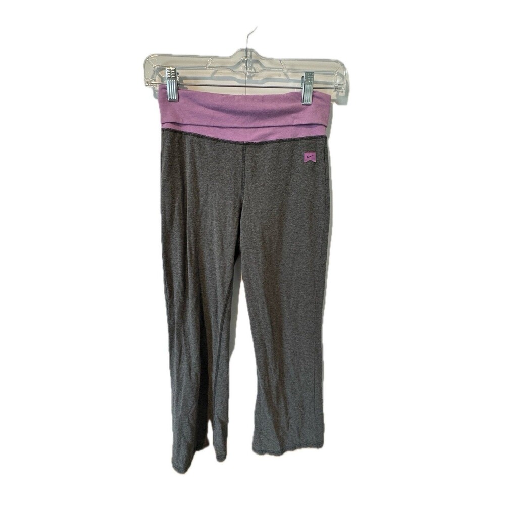 Nike Girls Dri-FIT Yoga Pants Gray Purple Youth M